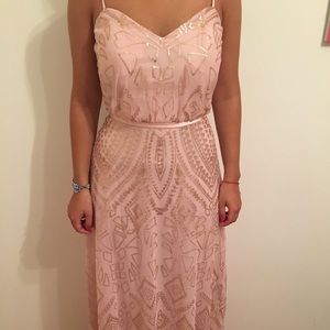 Blush pink and gold sequined gown